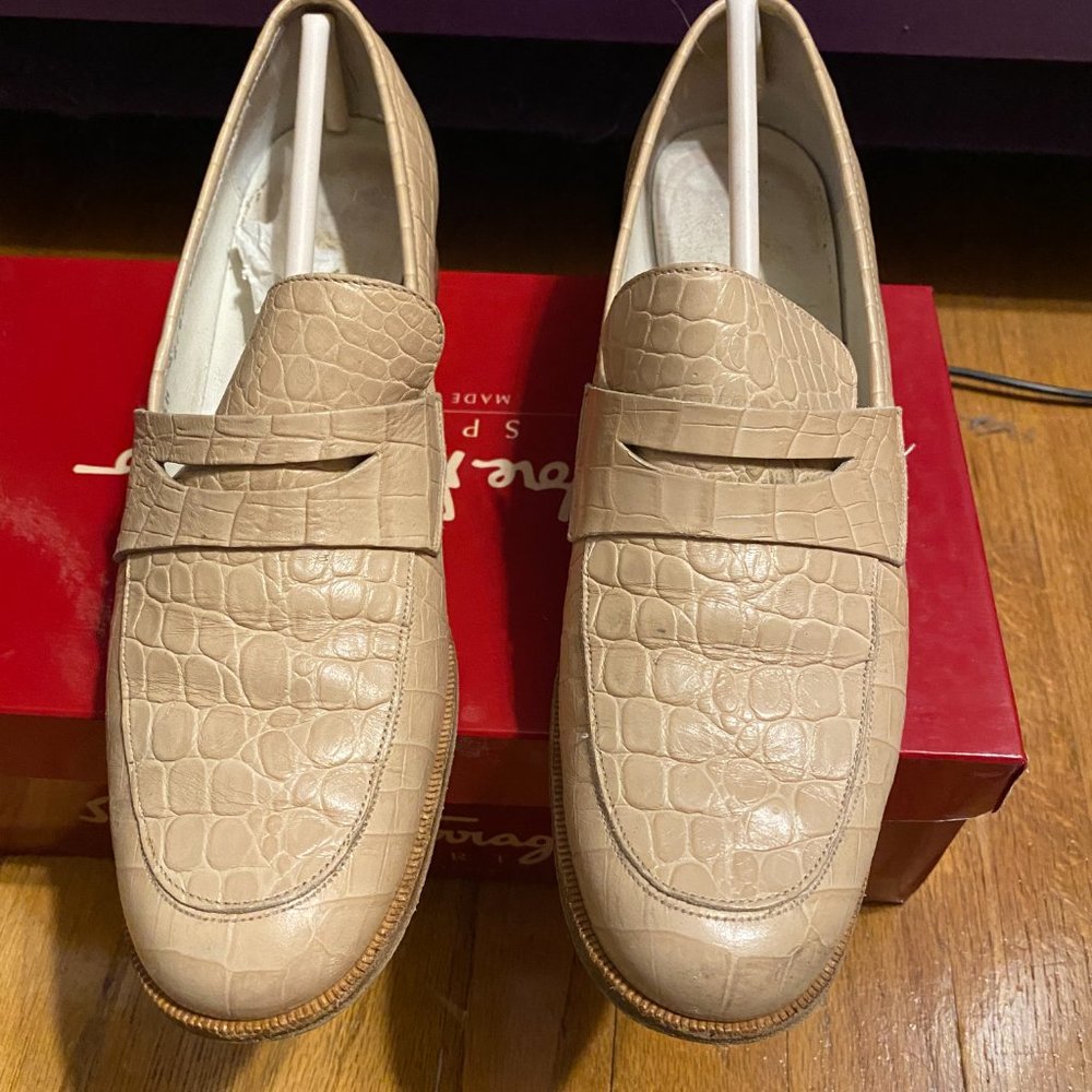 Salvatore Ferragamo Ginepro Deserto Calf Croc Print 8.5AA - Picture 2 of 7